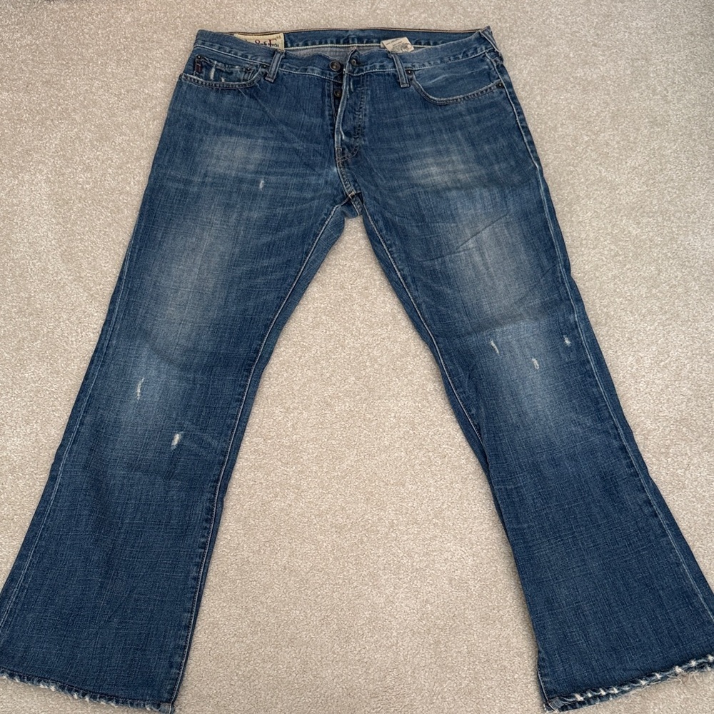 Abercrombie & Fitch Dark Blue Bootcut Jeans with Light Fading